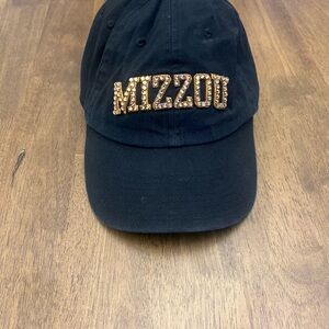 Black Mizzou Cap with Gold Embellishment